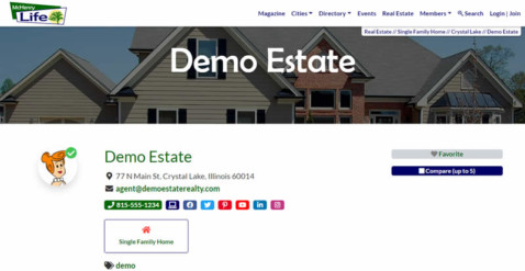 Demo real estate listing contact details.