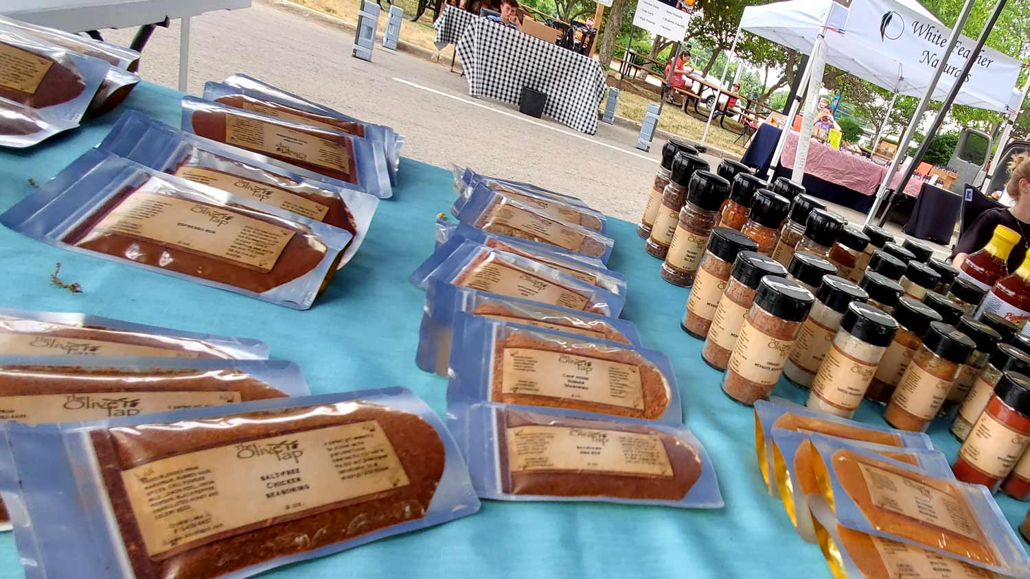 The Olive Tap seasonings and spices at the Downtown Crystal Lake Farmers Market.
