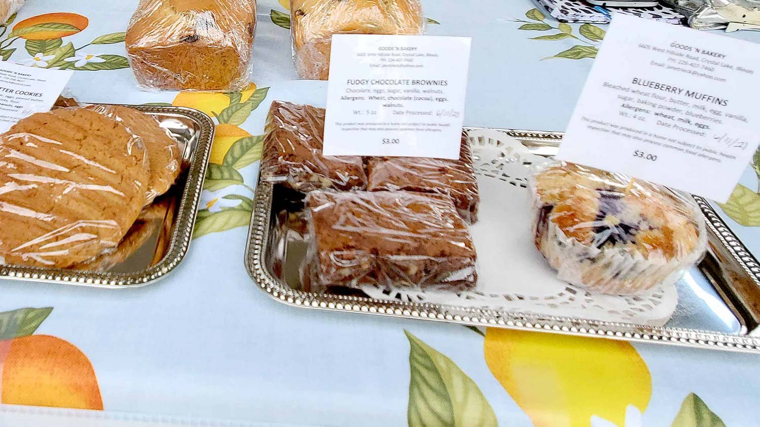 Goods 'N Bakery cookies, brownies, and muffins at the Downtown Crystal Lake Farmers Market.