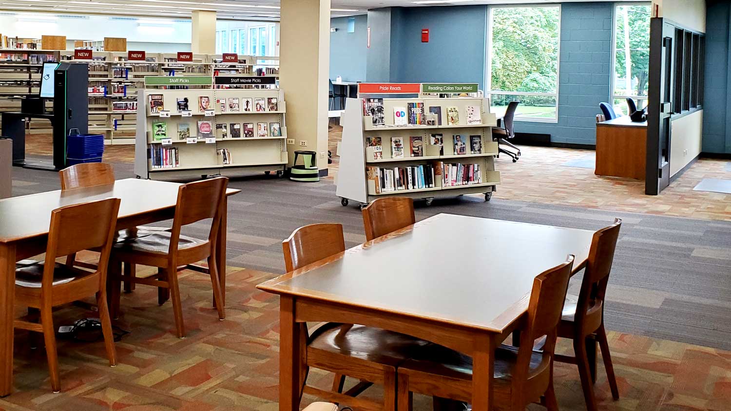 More open space in the main area at the Crystal Lake Public Library.