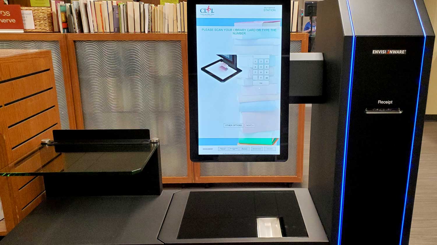 New self-service station at the Crystal Lake Public Library.