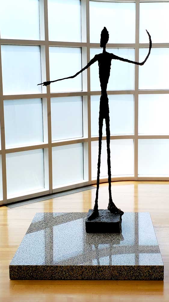 L'homme au Doigt (Man Pointing) by Alberto Giacometti at the Des Moines Art Center.