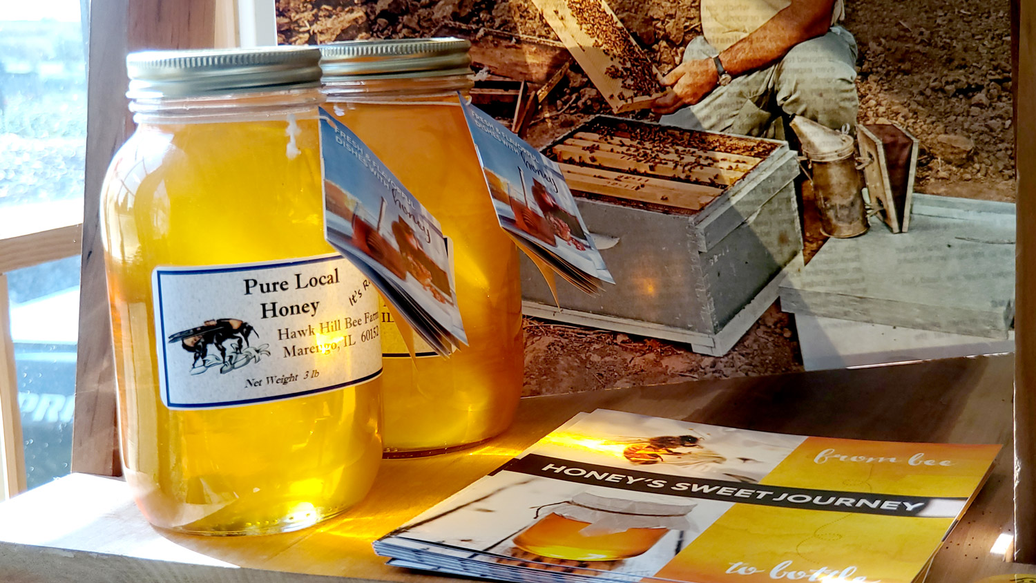 Pure local honey from Hawk Hill Bee Farm at Grace Farm Studios.