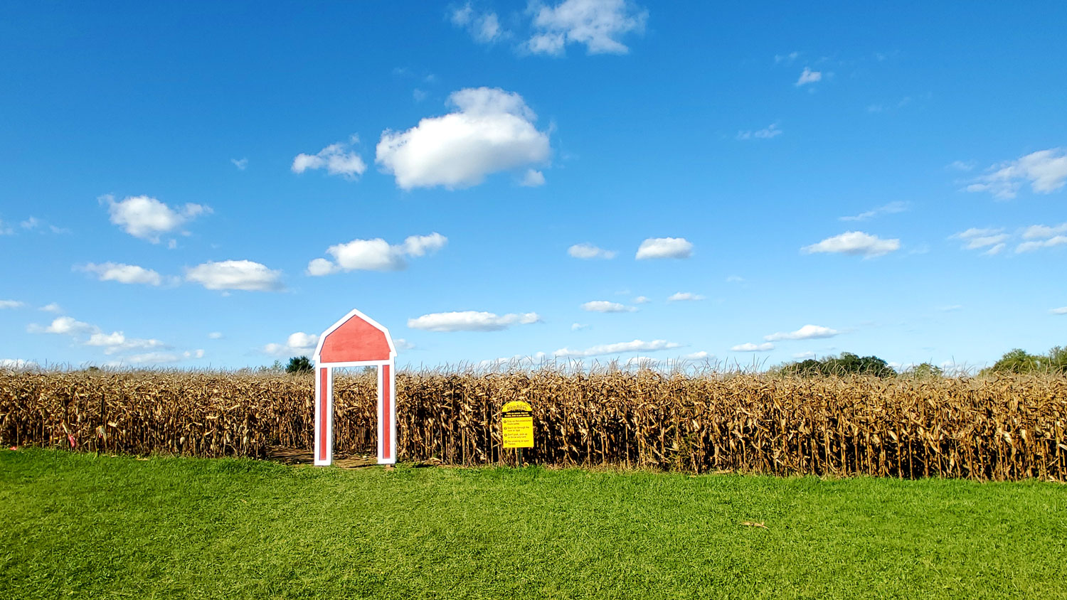 Corn maze entrance at Cody's Farm and Orchard.