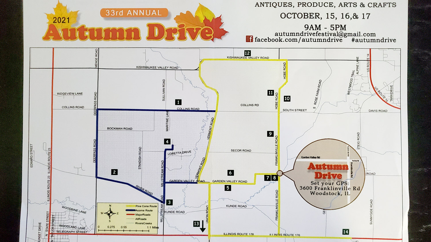 Map to the 33rd Annual Autumn Drive (2021).