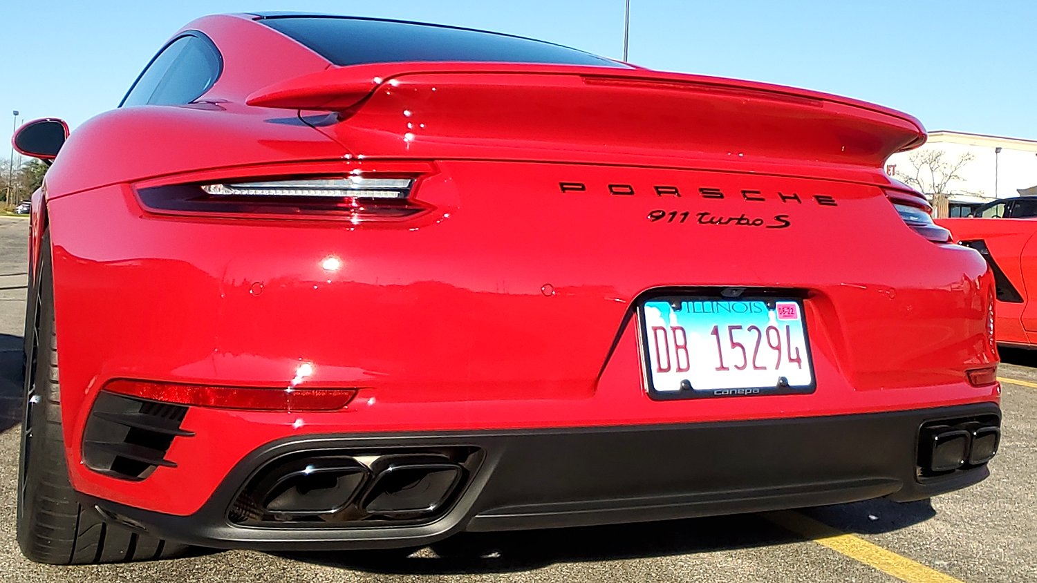 Tail end of Porsche 911 Turbo S.