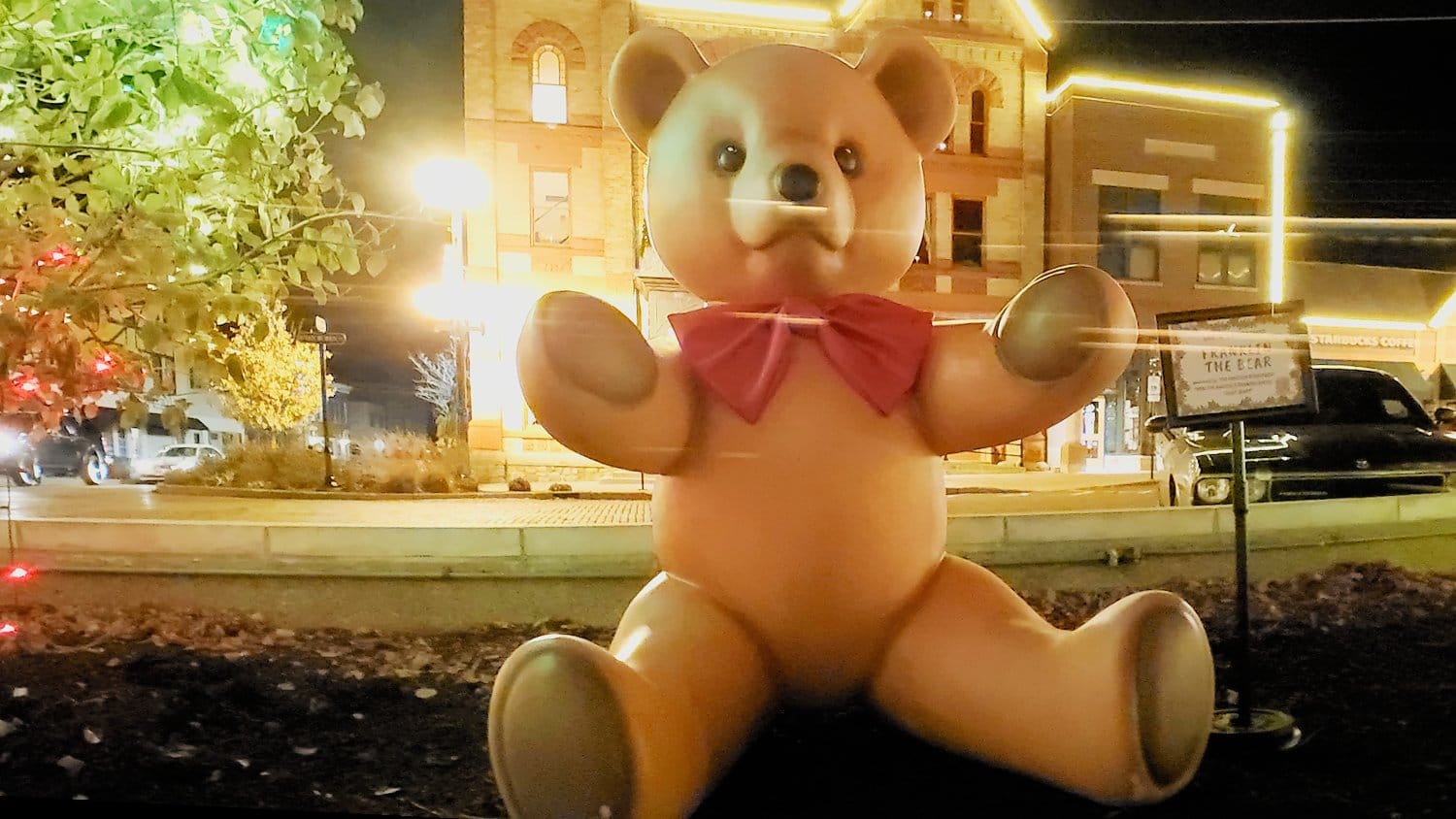 Franklin the Bear at the Historic Square in Woodstock, IL.