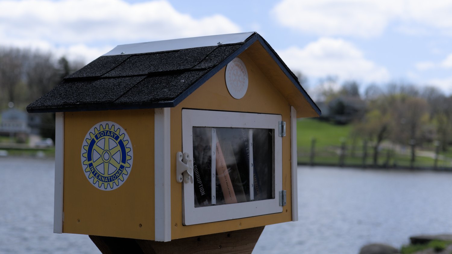Rotary International's Little Free Library in the Riverfront Park.