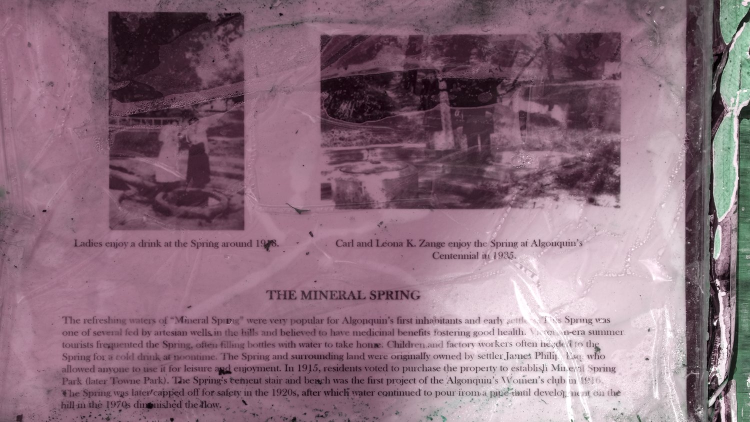 Plaque detailing the historic mineral spring.