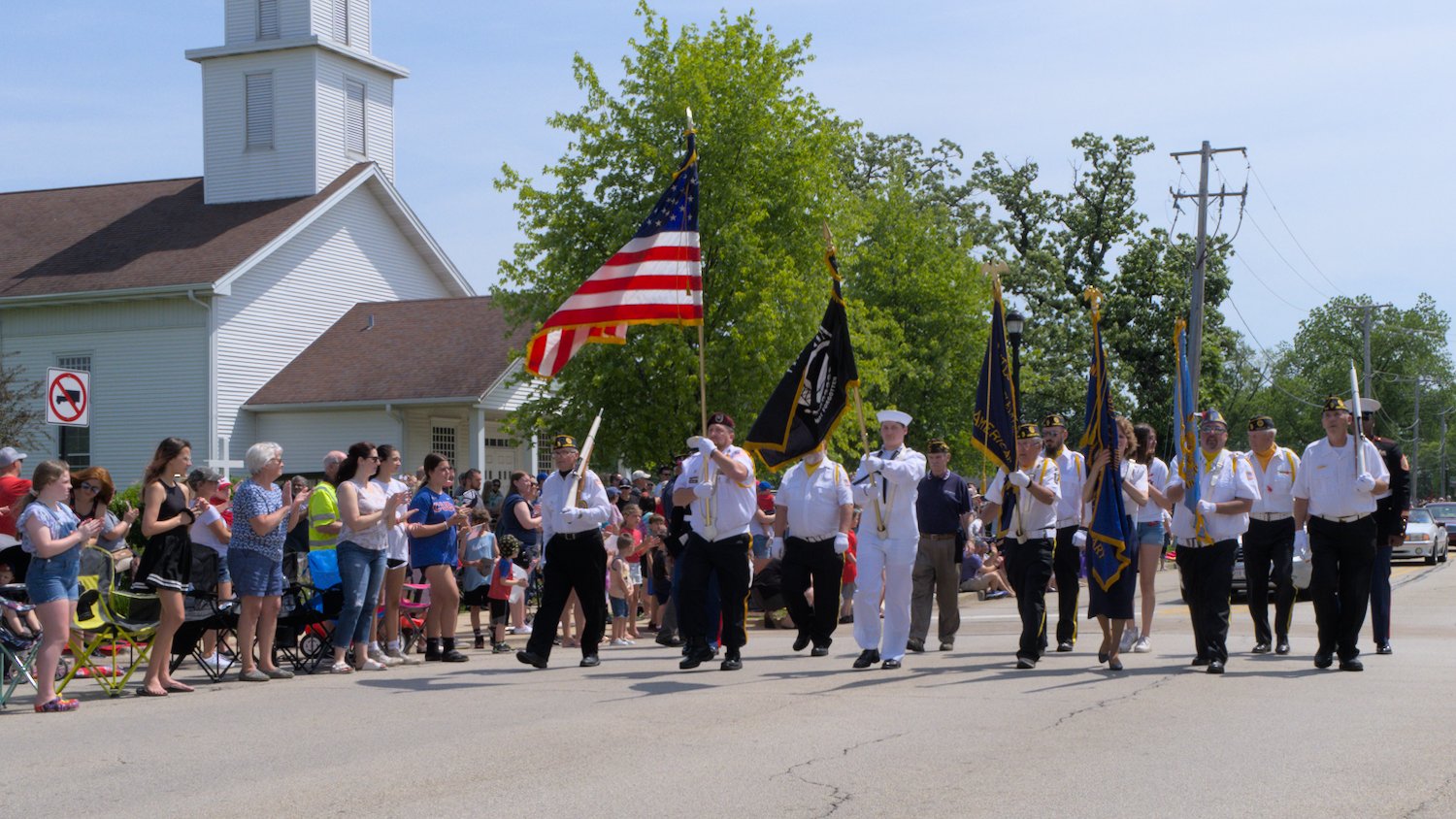 Flag-bearers and honor guard members.