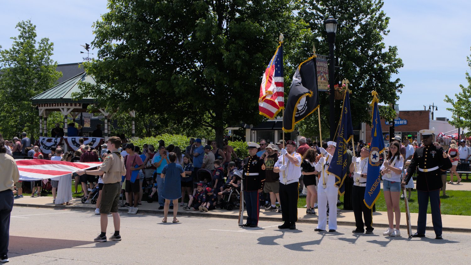 Flag-bearers and Marines.