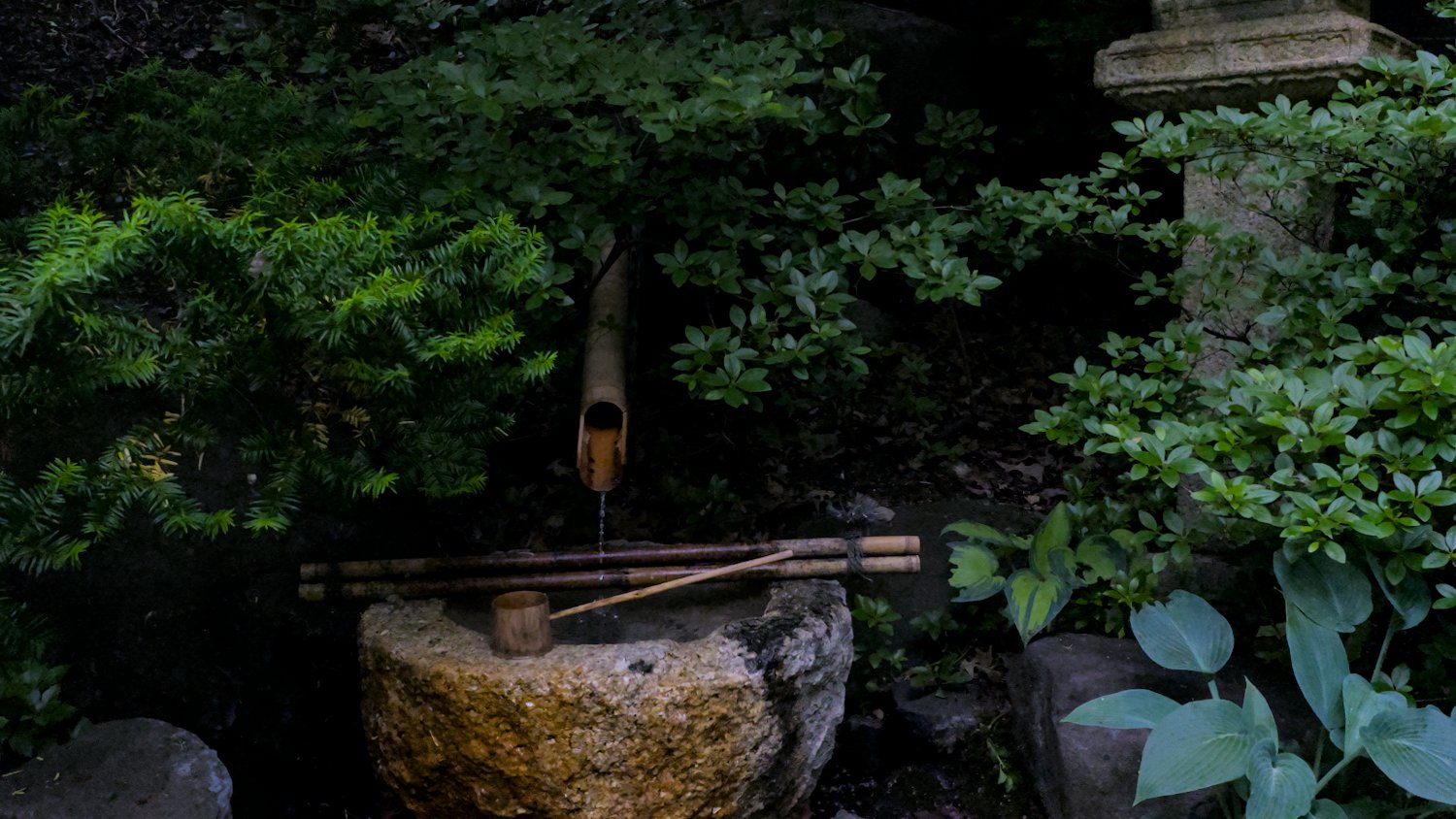 Tea ceremony purification water basin.