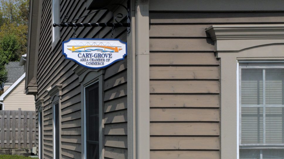 Brand new exterior sign for the new Cary-Grove Area Chamber of Commerce office.