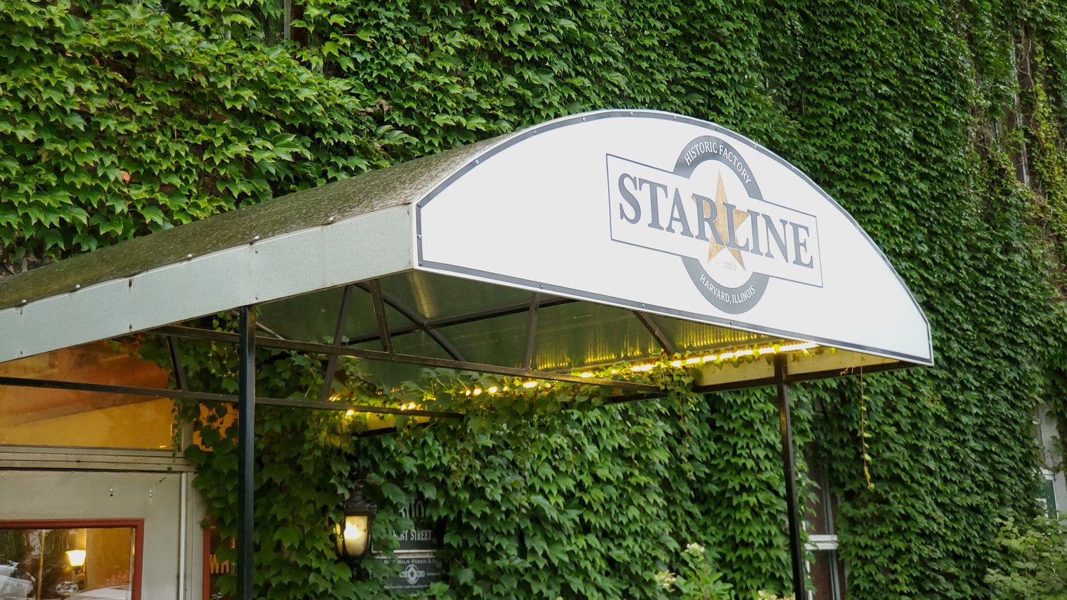 Starline Factory canopy over entrance.