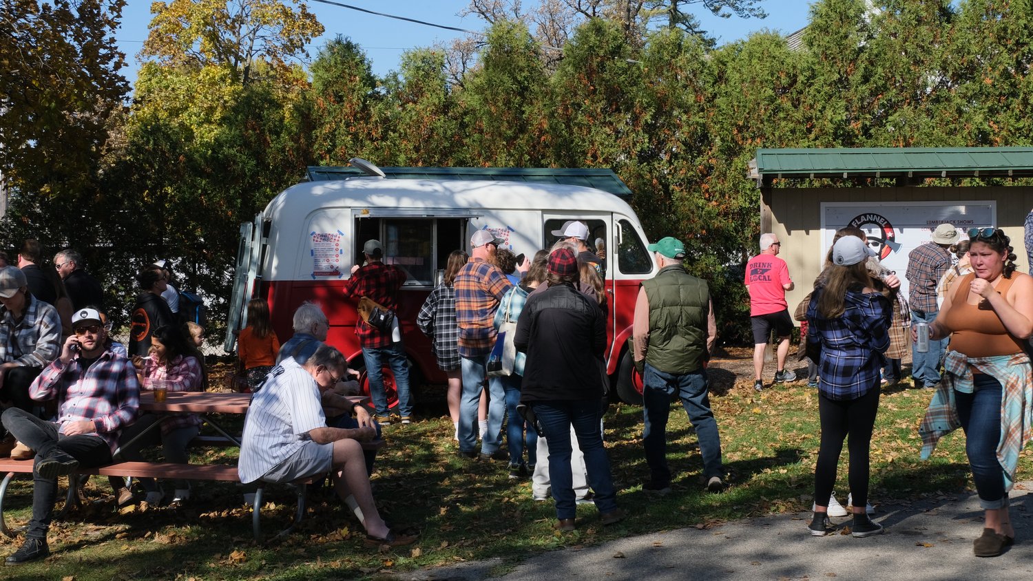 Customers lined up at the Julie Ann's Custard truck.
