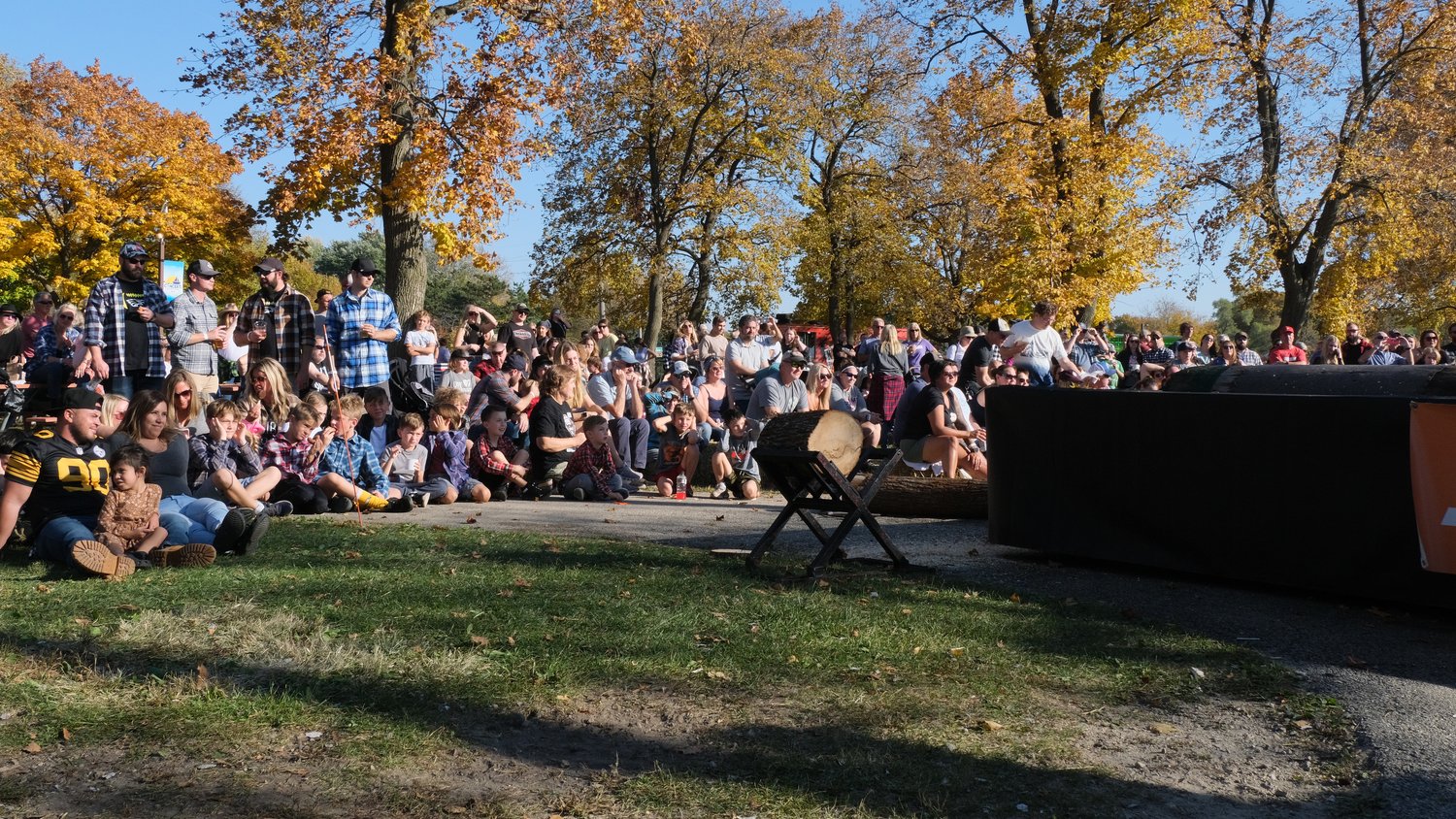Crowd watching the lumberjack contest.
