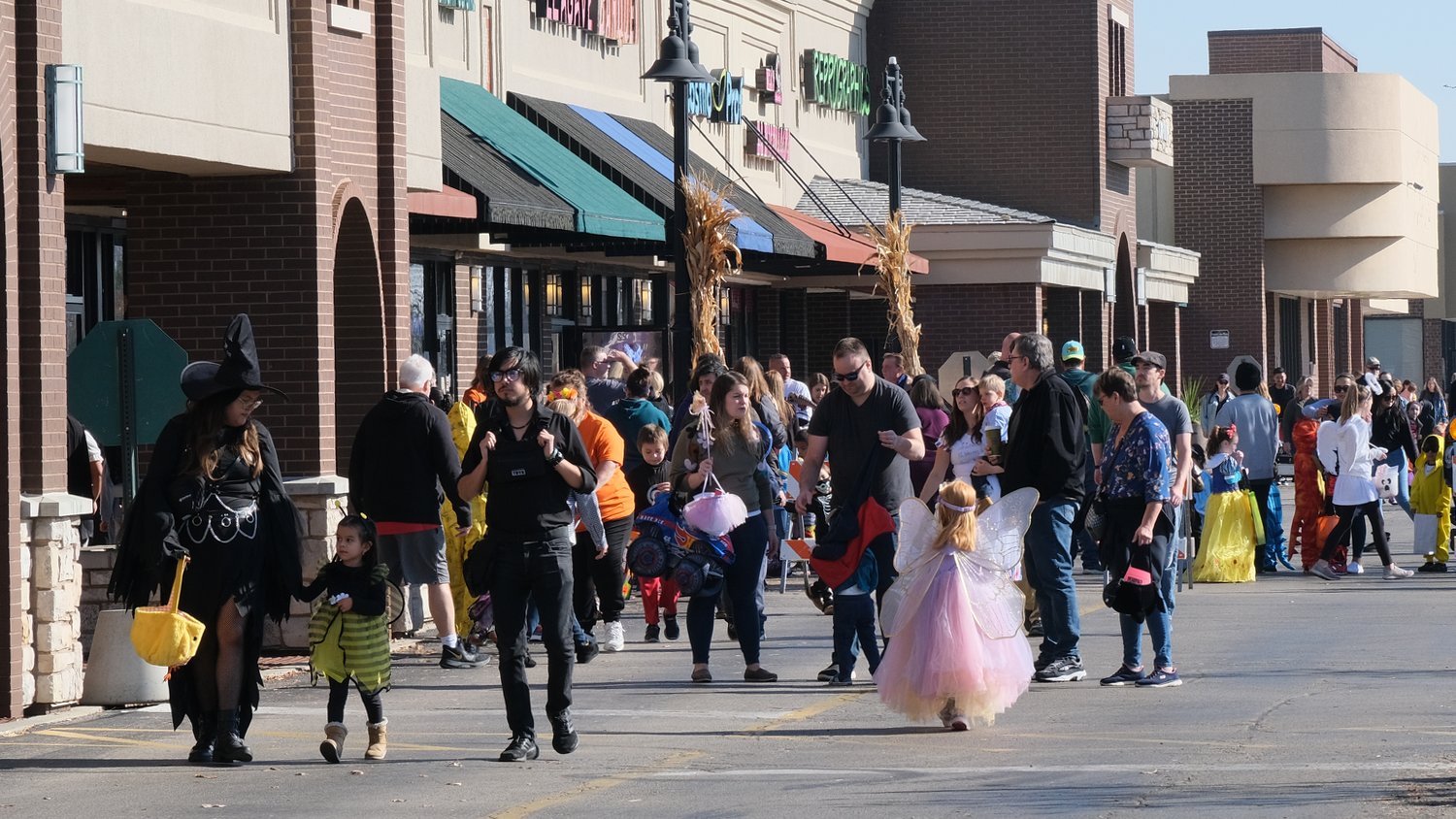 Trick-or-treaters at Crystal Lake Plaza.
