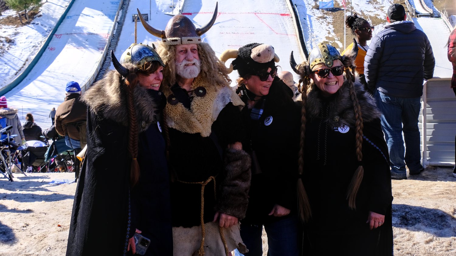 Posing with Marty the Viking at the 118th Annual Norge Ski Club Winter Tournament.