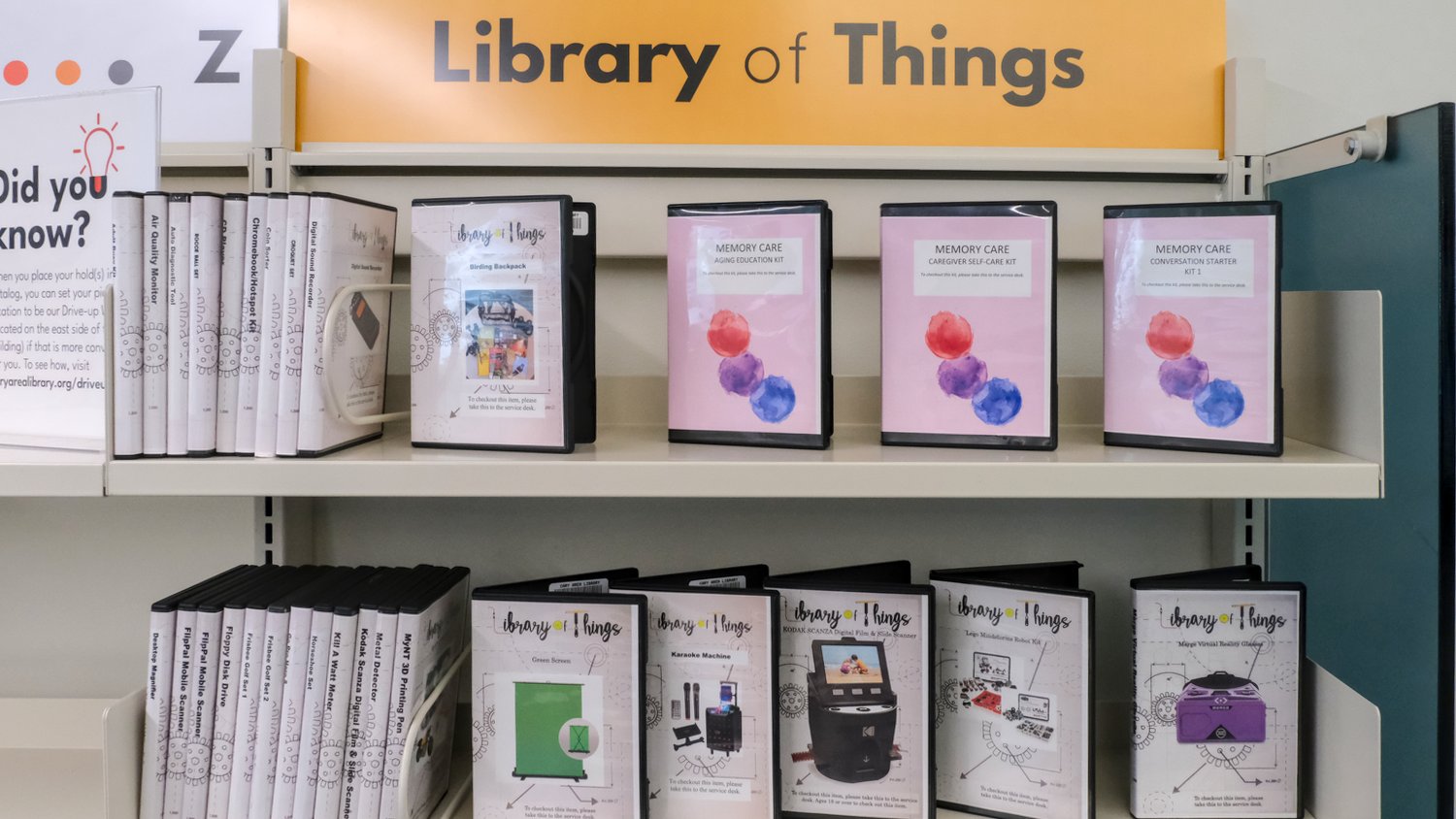 Memory Care kits and Library of Things items.