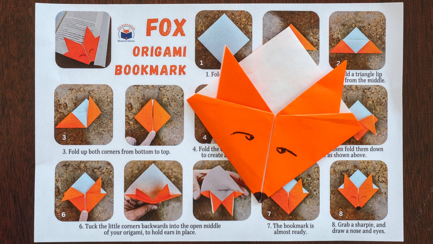Fox origami bookmark.