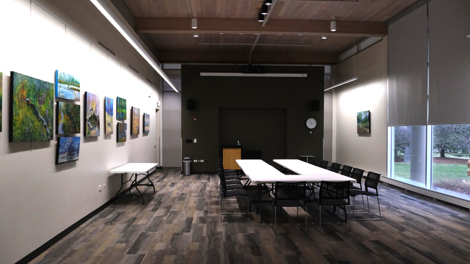 The Lincoln Room meeting space also serves as an art gallery space.