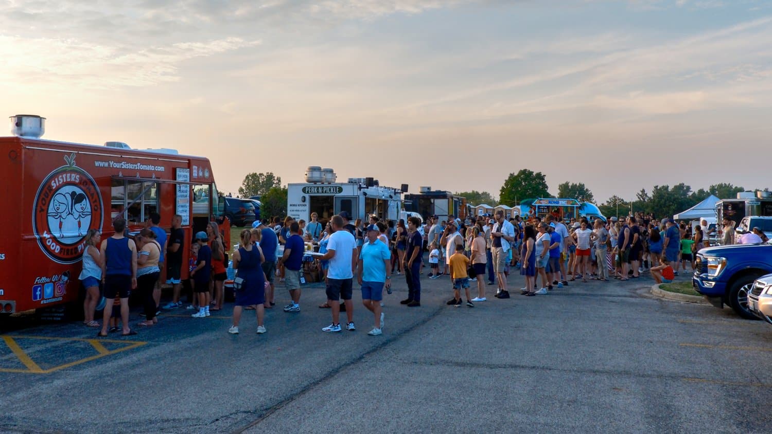 Lines at the food trucks.