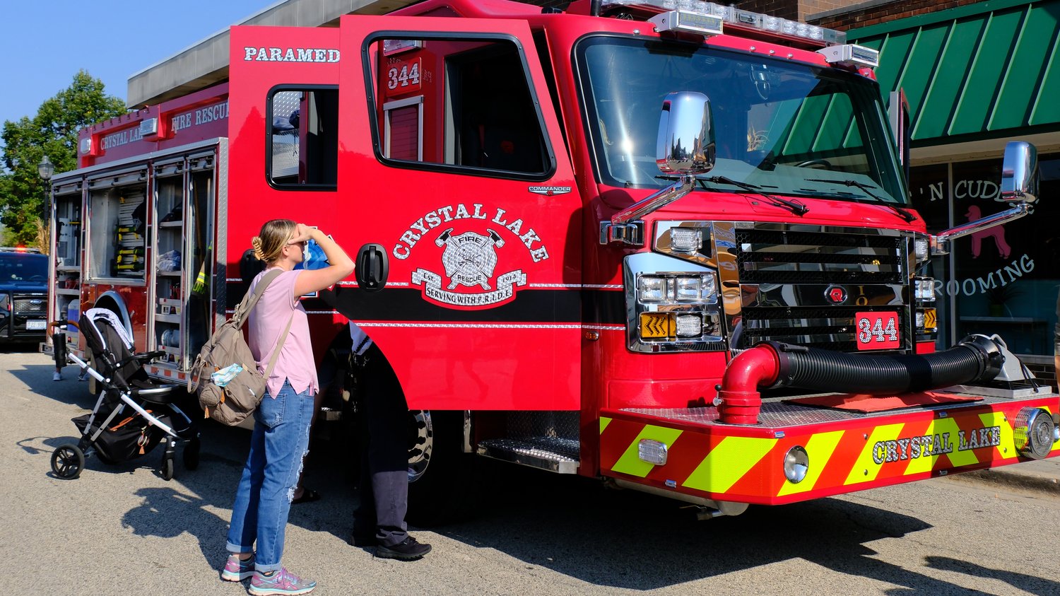 Crystal Lake Fire engine on display.