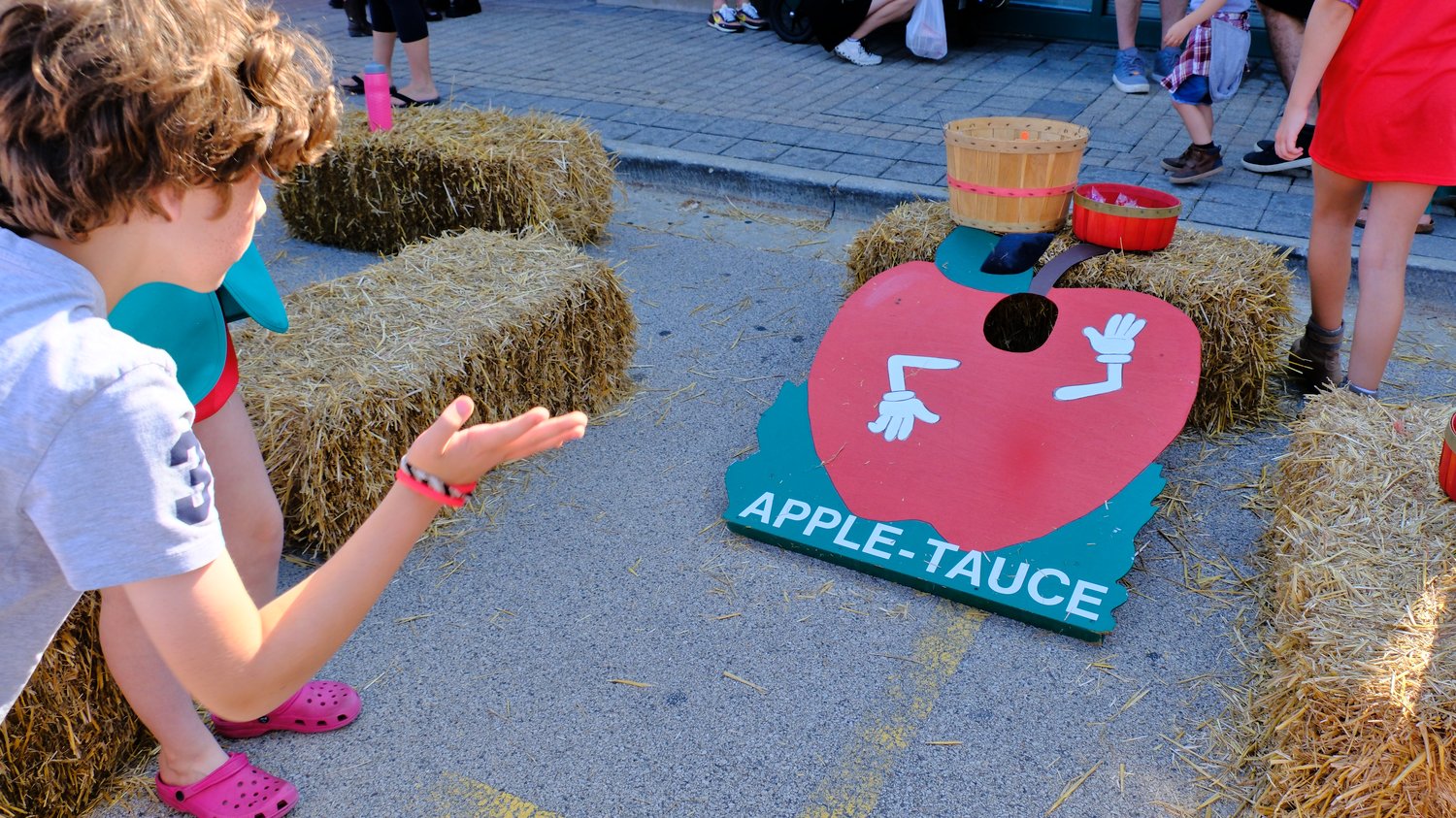 Apple-tauce cornhole game.
