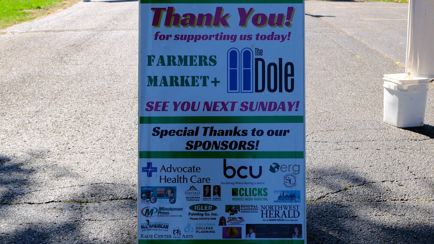 Sponsors plaque at the Farmers Market+ at The Dole.
