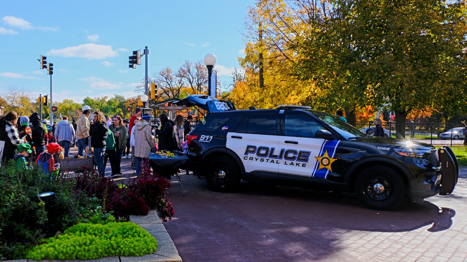 Crystal Lake Police handing out candy.