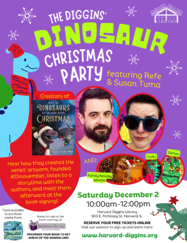 Diggins Dinosaur Christmas Party Dec 2 Poster FINAL  369x478