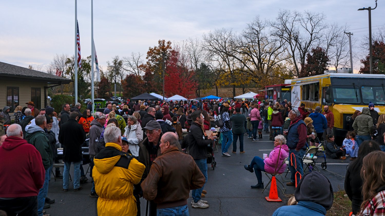 Large crowd of people gathered at the Wonder Lake Fall Fest.