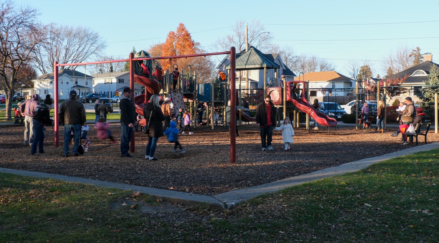 Children playing on playground.