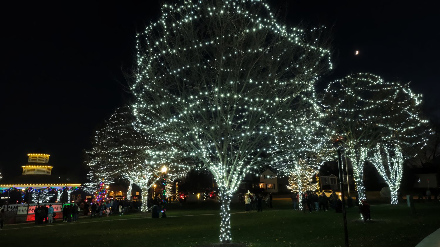 Veteran's Memorial Park in McHenry all lit up for the holidays.