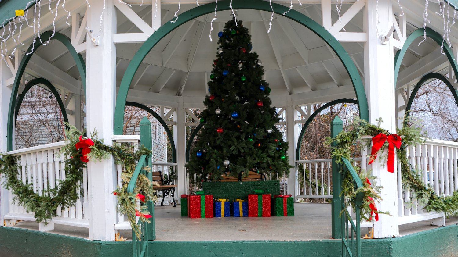 Village of Richmond's Christmas tree in the Gazebo at Stevens Park.